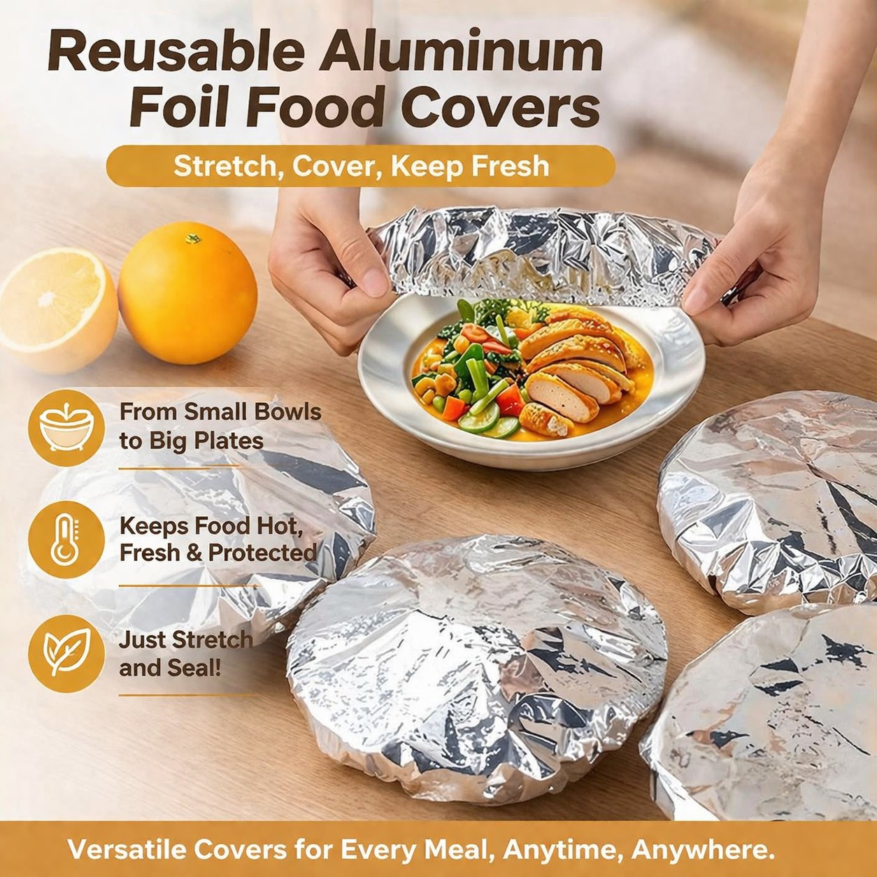🍳Aluminum Foil Heat Shield Covers – No Plastic, Heat-Resistant, Reusable
