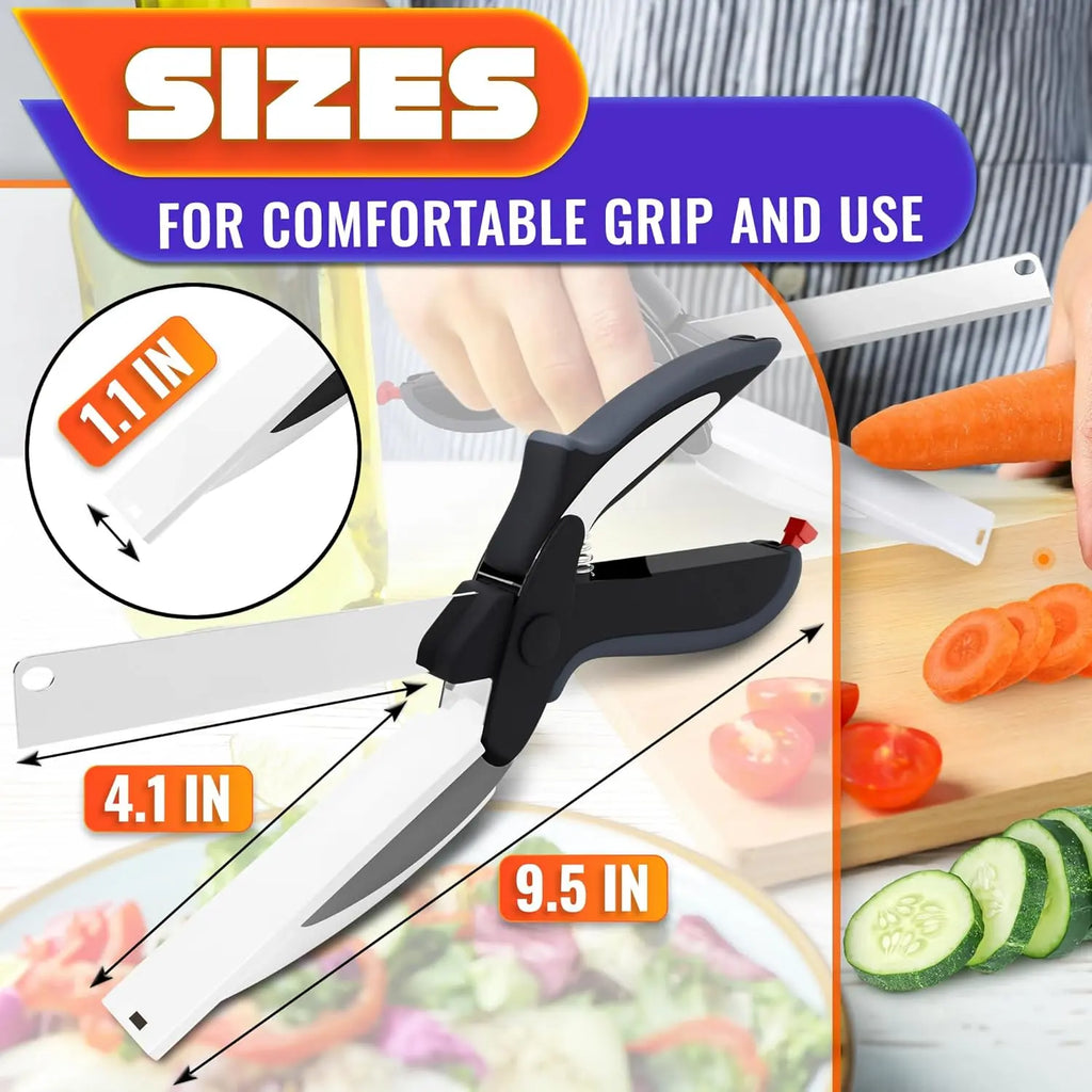 2 in 1 Kitchen Scissors– Stainless Steel Blade & Plastic Cutting Board Scissors