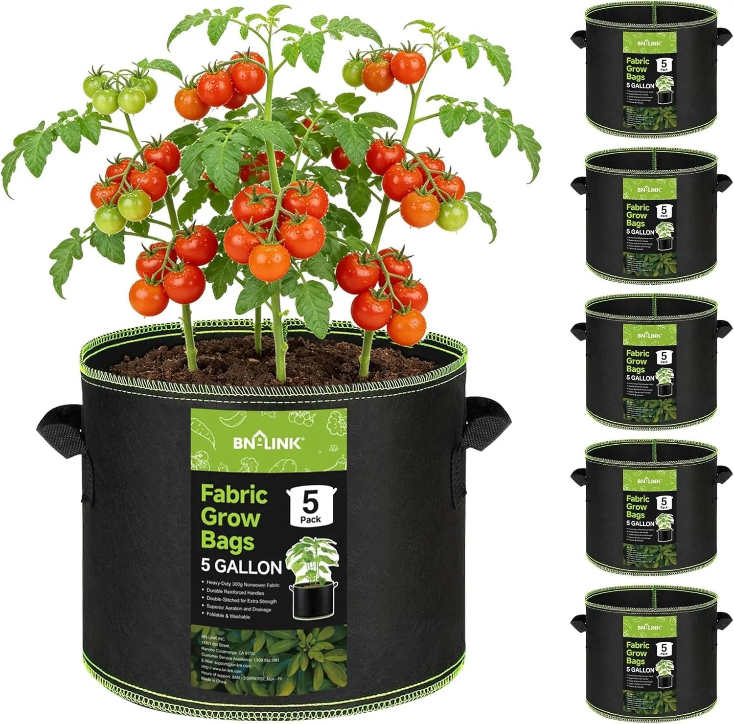 BN-LINK 5-Pack 5 Gallon Grow Bags