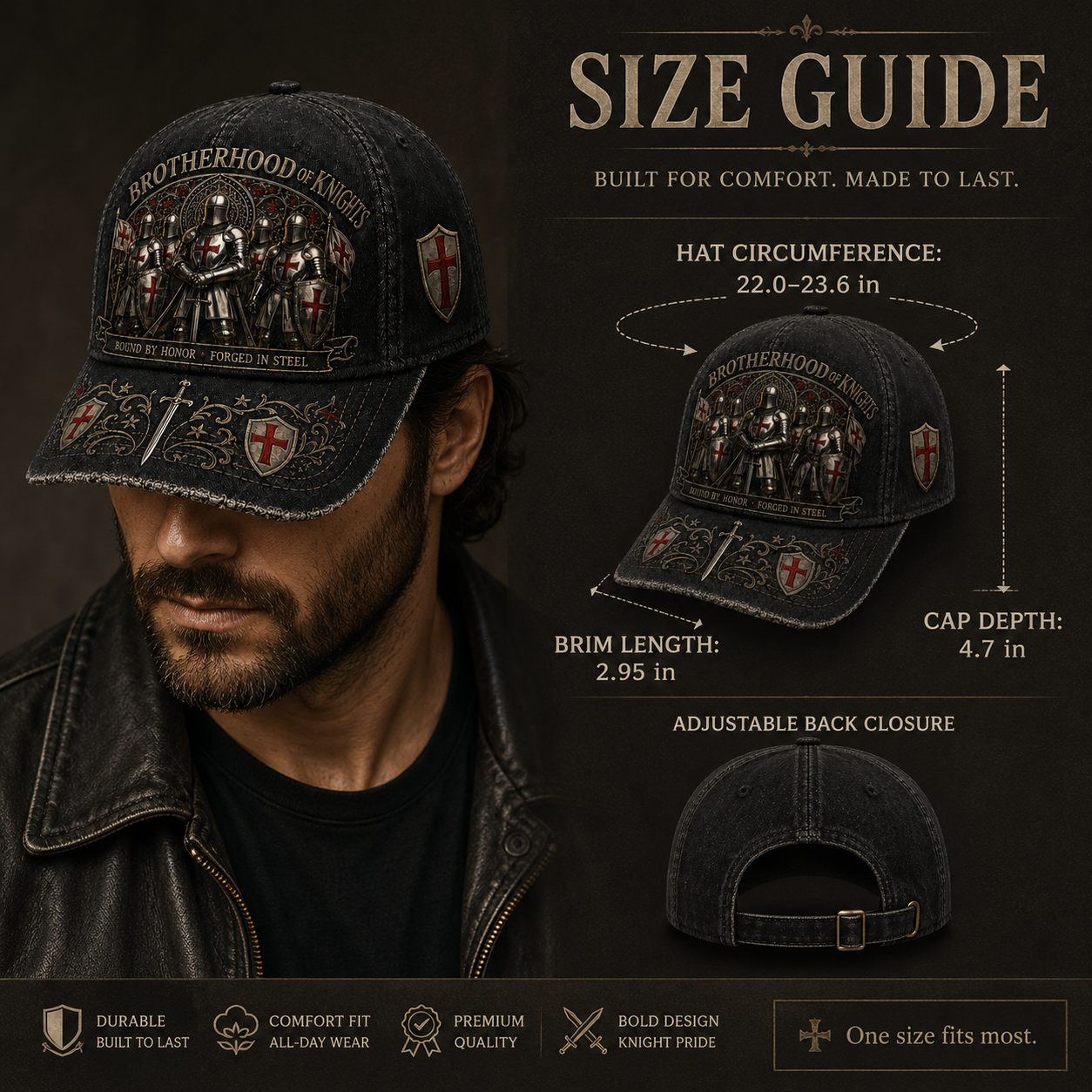 🧢 Bound By Honor Forged In Steel – Knights Templar Cap