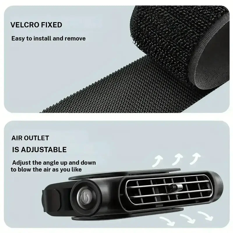 🚗 Car Seat Velcro Fan – Portable & Adjustable, Stays in Place
