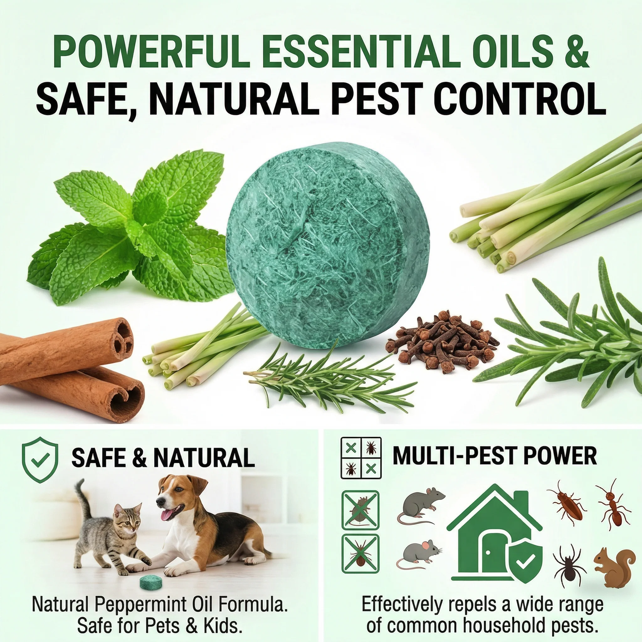 LAST DAY 50% OFF🟢 Natural Peppermint Rodent Repellent Tablets – 12 Pack
