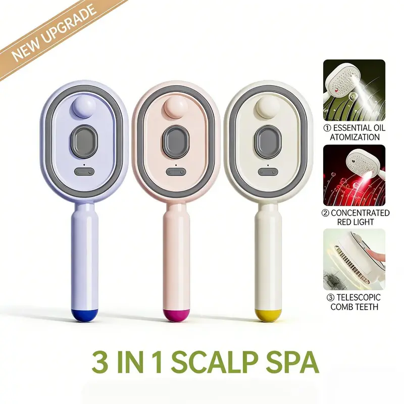 ✨Multifunctional Hair Care Comb | Built-in Mist Sprayer, Scalp Massager, Red Light, Smooth Tangled Frizzy Hair💧