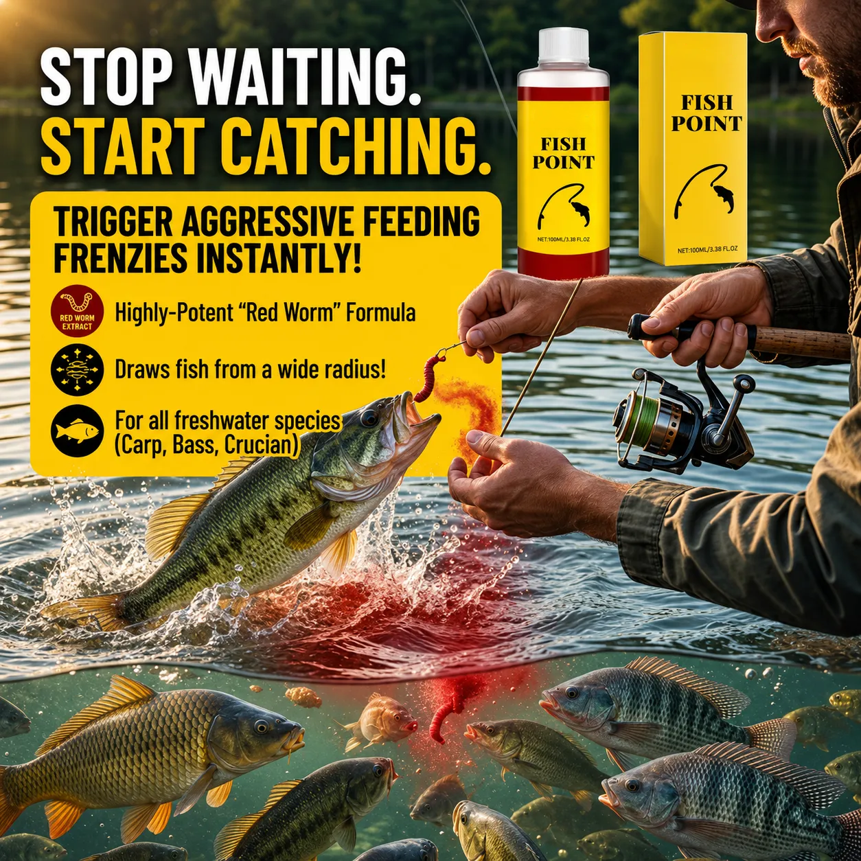 🐟Concentrated Fish Attractant Liquid – Fast-Acting Red Worm Formula