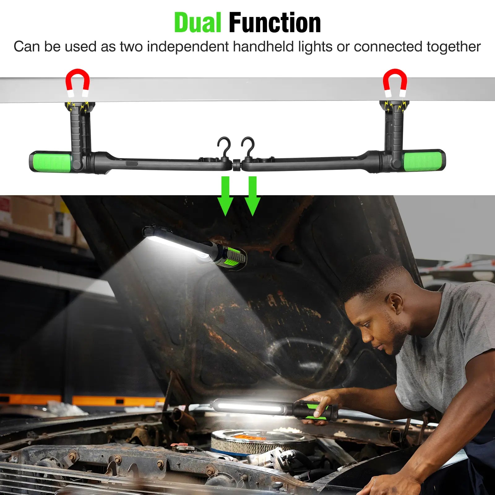 🎁 Father's Day Gift – Linkax 2400LM Work Light Bar, Rechargeable, Magnetic + Hooks