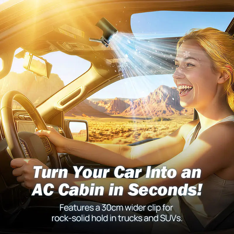 ❄️2026 Car Clip On Fan with LED Display - USB Rechargeable Personal Cooling Fan, 20Hr Battery