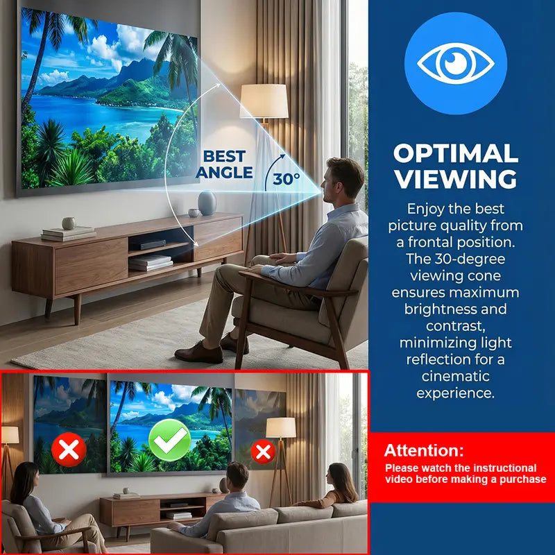 120 Inch Projector Screen, 4K Metal Lightproof Foldable Portable Movie Screen 16:9 for Home Theater Party Office Classroom Outdoor Indoor, Easy Installation with Velcro HD Projector Screen