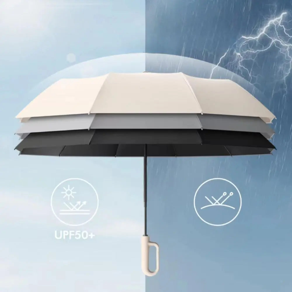 💧Automatic Folding Umbrella,Portable Rain Umbrella with Loop Buckle, Windproof & Waterproof Umbrella for Men & Women