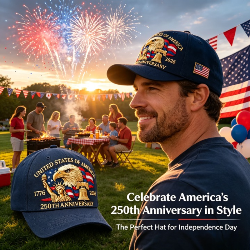 250th Anniversary American Patriotic Dad Hat with Eagle Statue of Liberty Embroidery