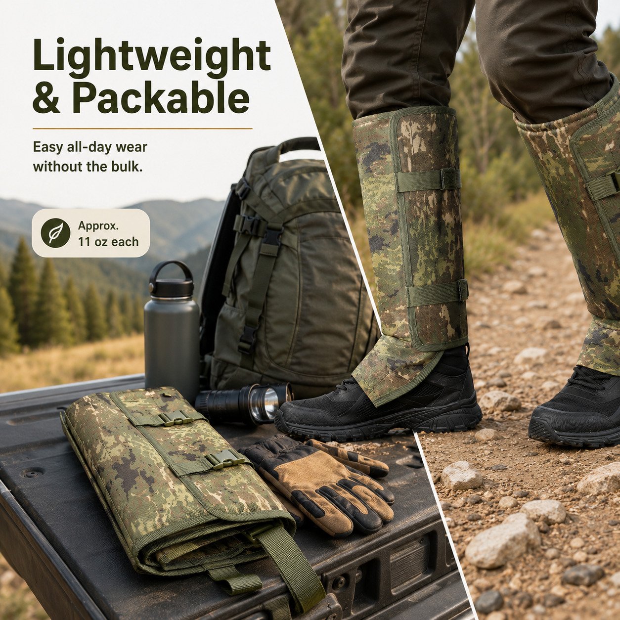 Unisex Adjustable Outdoor Snake-Resistant Leg Gaiters, Abrasion-Resistant Durable Fabric Protective Gear for Hunting, Hiking