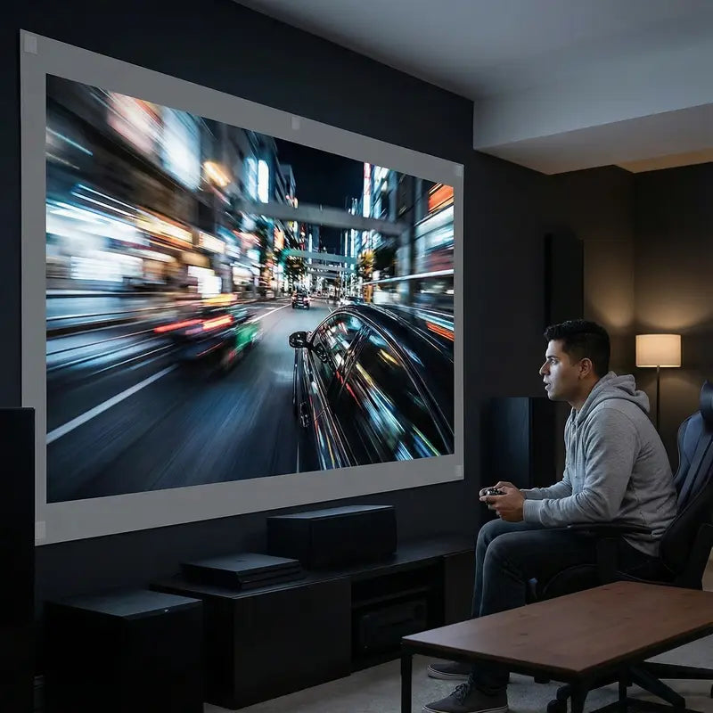 120 Inch Projector Screen, 4K Metal Lightproof Foldable Portable Movie Screen 16:9 for Home Theater Party Office Classroom Outdoor Indoor, Easy Installation with Velcro HD Projector Screen