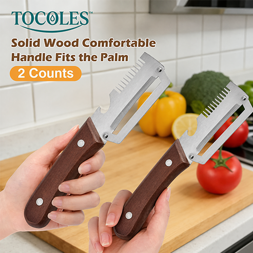 🔪Wooden-Handled Stainless Steel Sharp Peeler with Built-In Bottle Opener