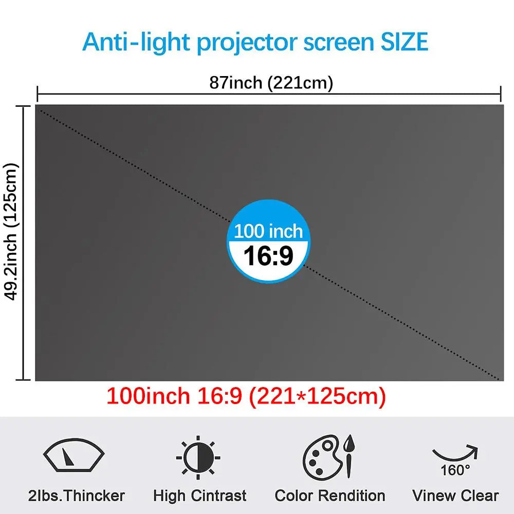 4K Anti-Ambient Light Projector Screen | Foldable Home Theater Screen