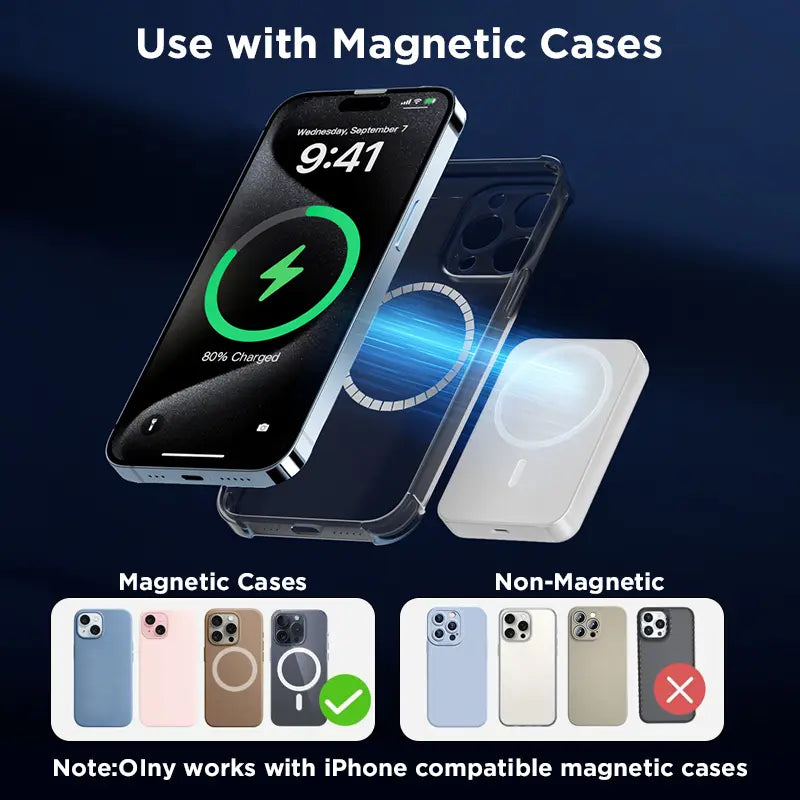 5000mAh Magnetic Power Bank for Phone 12-17 Series with MagSafe