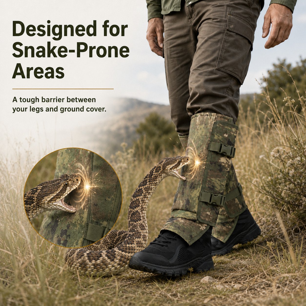 🔥Unisex Adjustable Outdoor Snake-Resistant Leg Gaiters, Abrasion-Resistant Durable Fabric Protective Gear for Hunting, Hiking