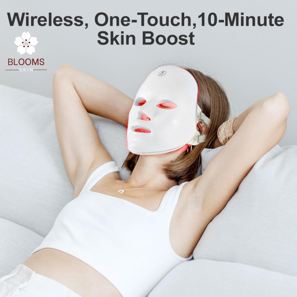 SUERBEATY Red Light Mask For Face, 7-1 Colors Red Light Face Mask, Facial Skincare At Home, Cordless, Portable and Rechargeable