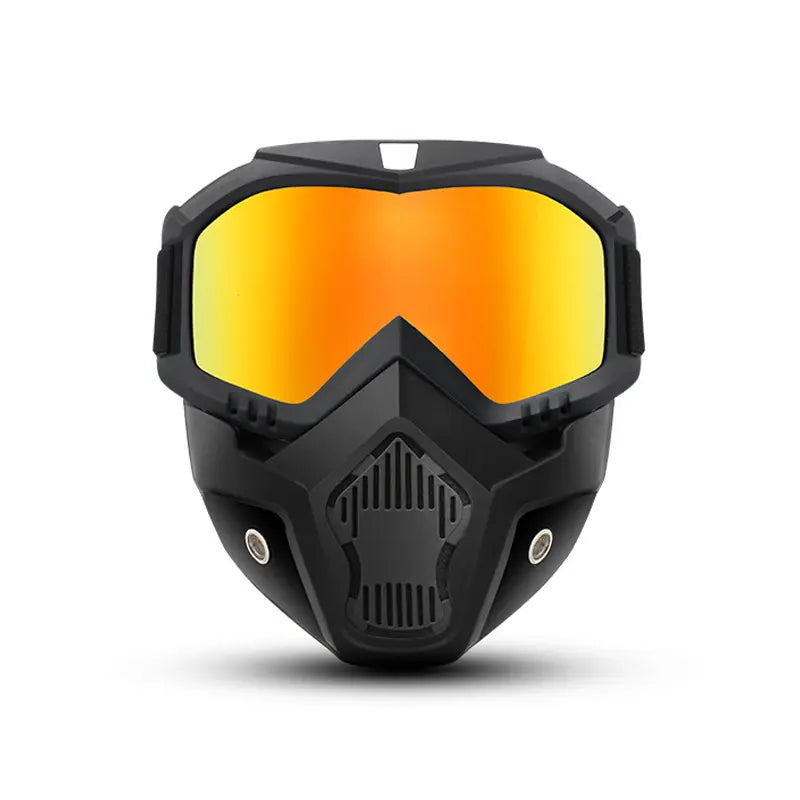 A Full-face Goggle with Anti-fog High-definition Lenses, a Detachable and Adjustable Ski Mask, and a Comfortable Sponge Pad - Made of Plastic.