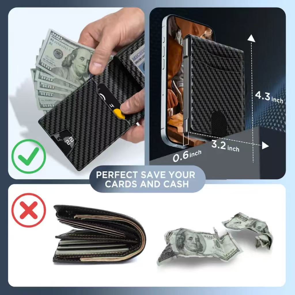 🔒 Anti-theft RFID Pop Up Wallet Aluminum Leather With ID Card Window & Cash Pocket