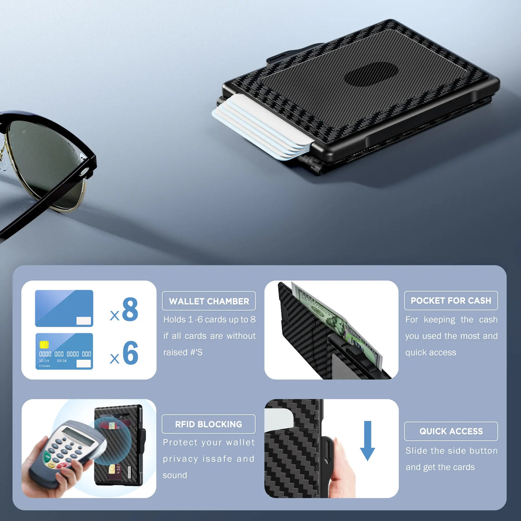 💰Pop-Up Wallet – Aluminum + Leather, RFID Blocking, Cash & Card Slots