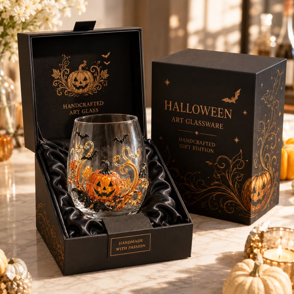 🎃 3D Halloween Artisan Glassware Collection | For Magical Halloween Sips, Eye-Catching 3D Details, Luminous Festive Party Moments & Cozy Fall Home Bar Glow