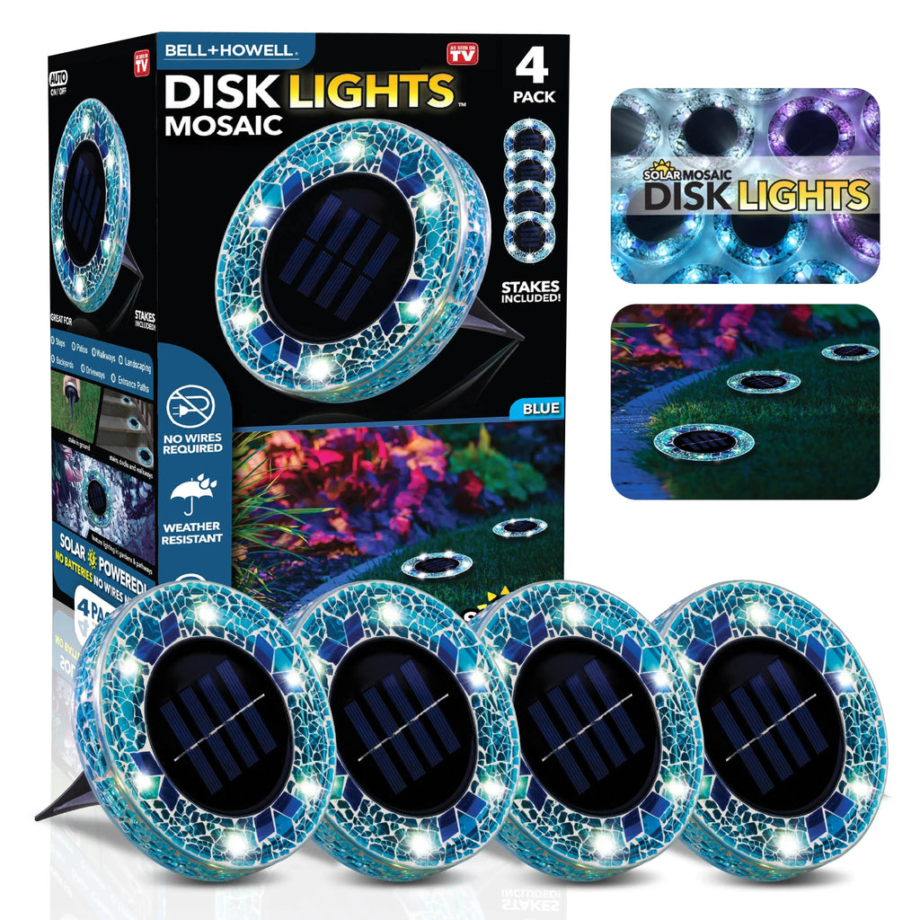 ✨4/8 Pack Solar Outdoor Mosaic Disk Lights, Waterproof Decorative Pathway LED Light