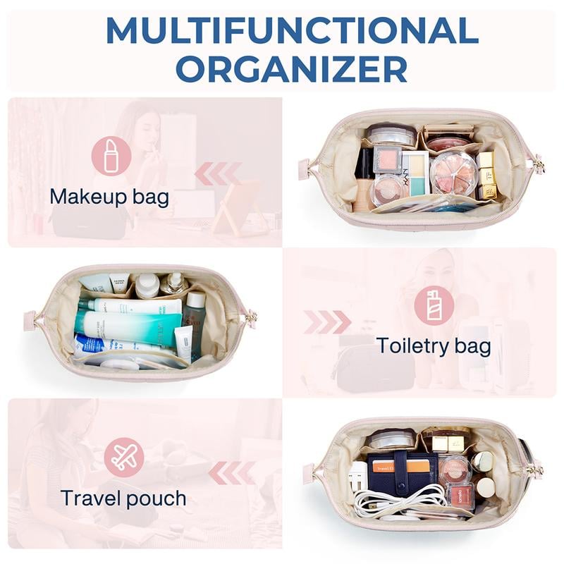 🔥2026 NEW ARRIVAL🔥Puffy Padded Travel Cosmetic Organizer , Wide-Open Makeup Case for Toiletries, Accessories