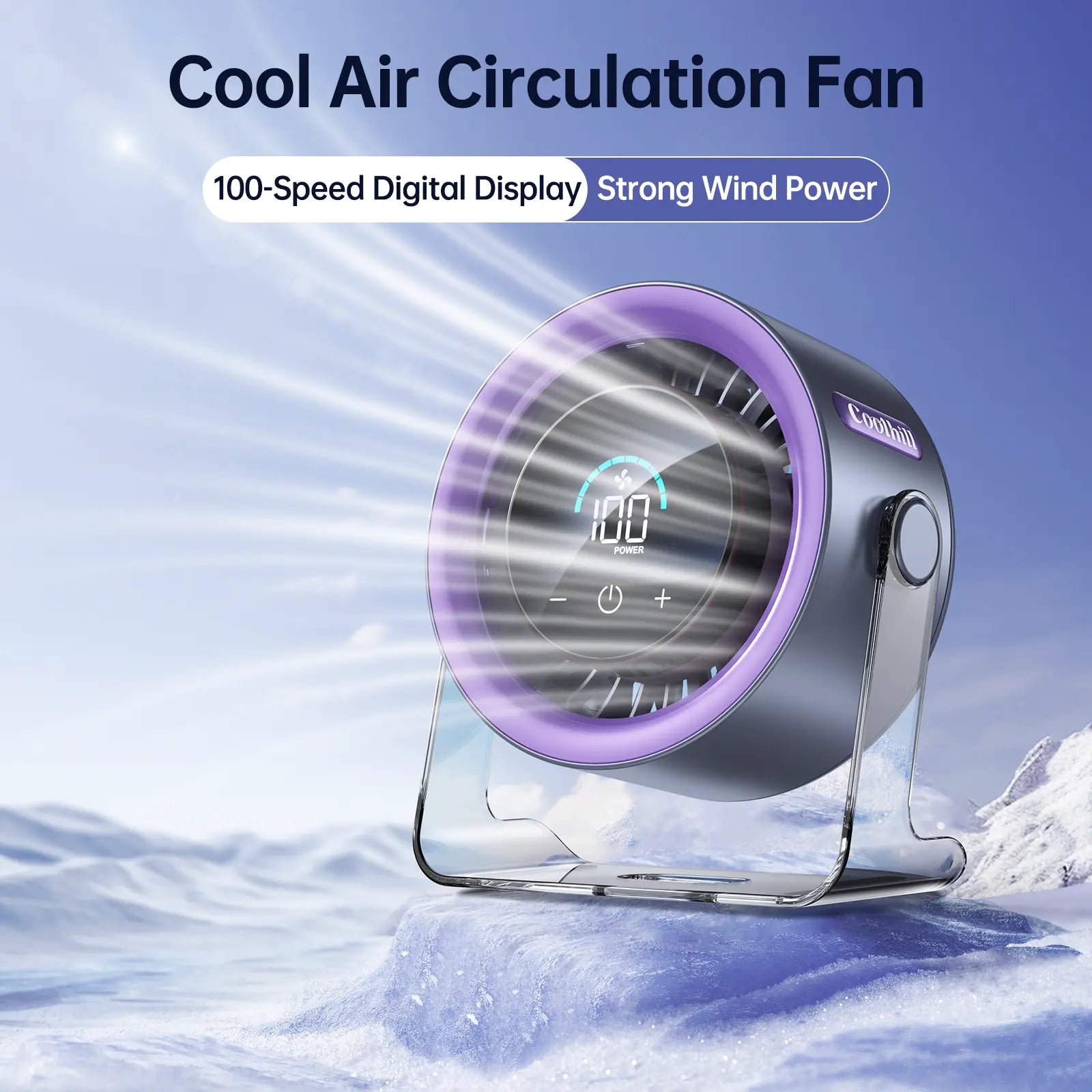 🔥Coolhill Desktop Fan Turbo Table Fan Travel Vacation Essentials for Office 100-Speed Digital Display Low Noise Rechargeable Battery Dual Adjustment Modes Quiet Cooling Quiet Desk Fan Portable