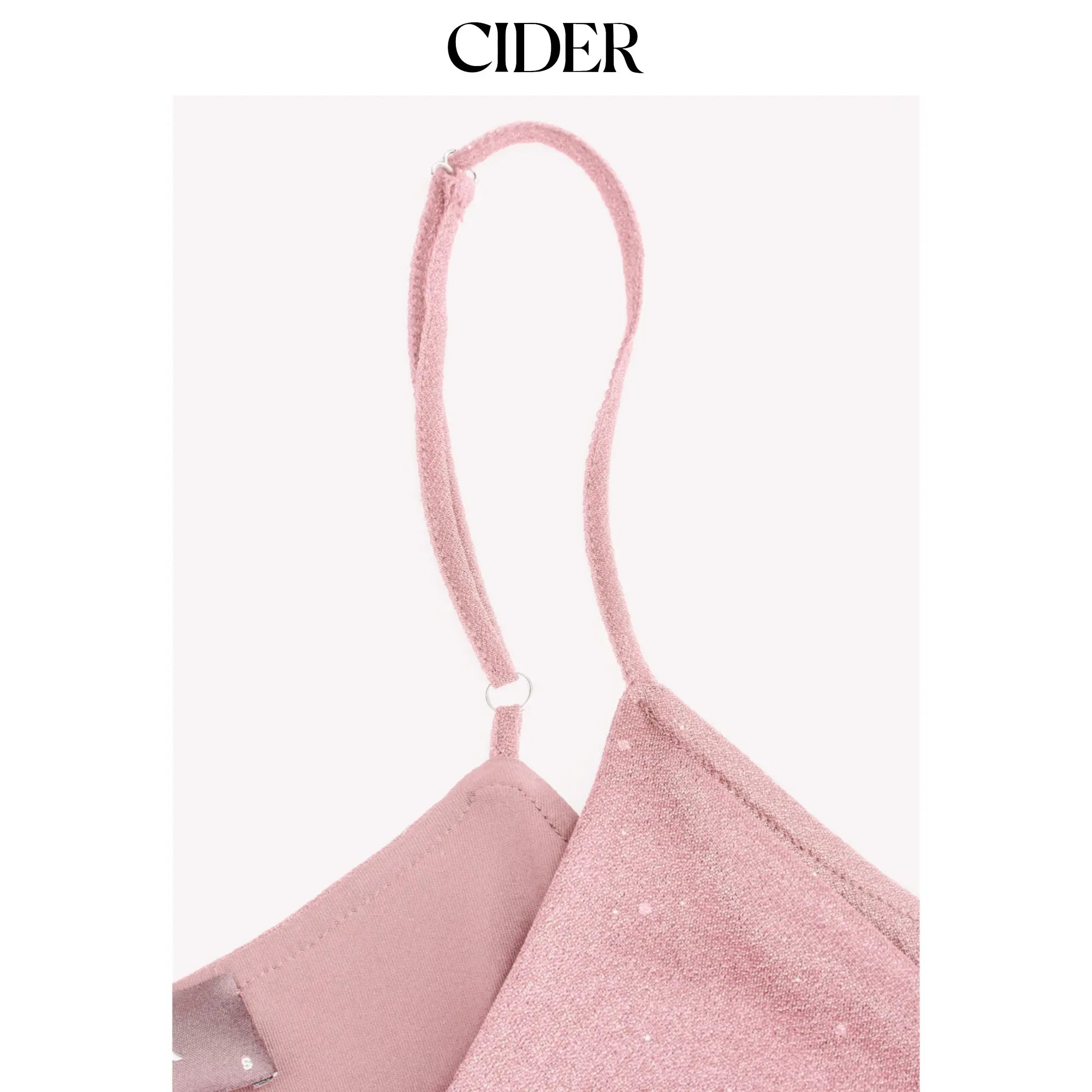 Cider V-Neck Halter Ruffled Tulle Glitter Mini Dress for Women
