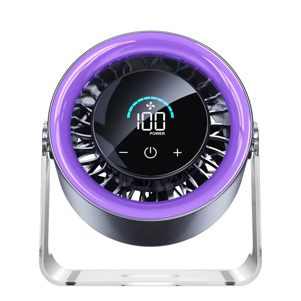 Coolhill Desktop Fan Turbo Table Fan Travel Vacation Essentials for Office 100-Speed Digital Display Low Noise Rechargeable Battery Dual Adjustment Modes Quiet Cooling Quiet Desk Fan Portable