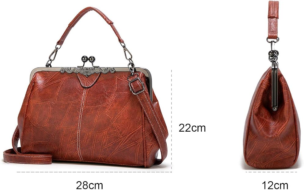 💼2026 New Kattee Elegant Waterproof Women’s Leather Kiss-Lock Tote Handbag