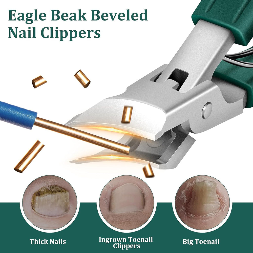 🦅 3Pcs Eagle-Beak Ingrown Toenail Clipper  – Ultra Sharp, Precision 30° Curved Blade, Splash-Proof