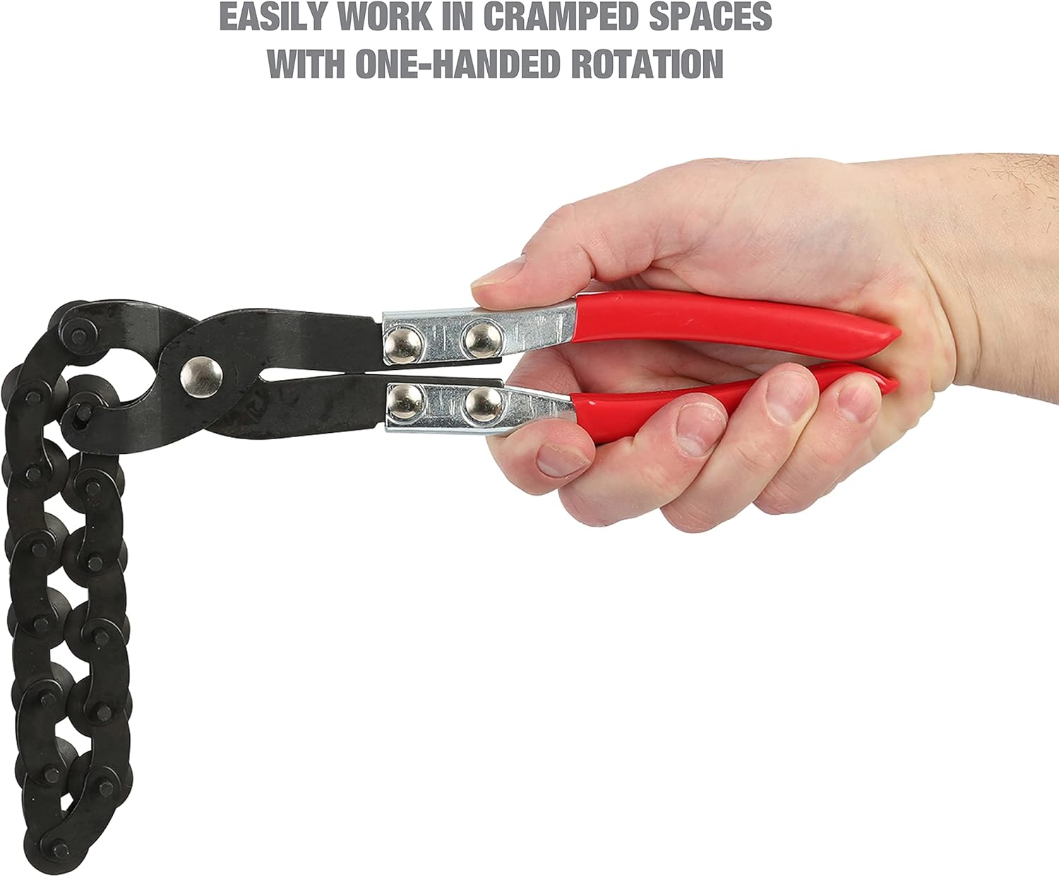 Exhaust Cutter, Cuts 3/4" to 3-1/4" Pipe, Durable Chain Cutter Tool, Easy One-Handed Rotation, Compact Pipe Cutter Chain for Tight Spaces