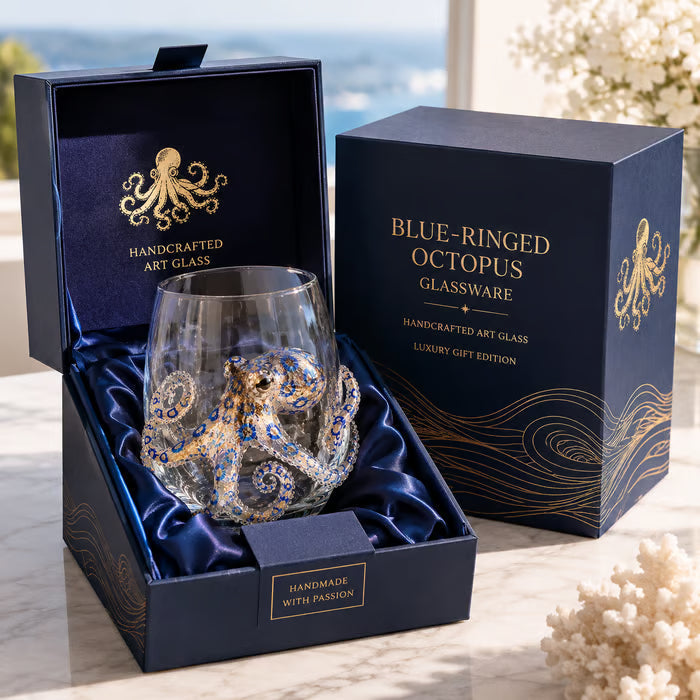 🌊Artisanal Blue Ringed Octopus Glassware