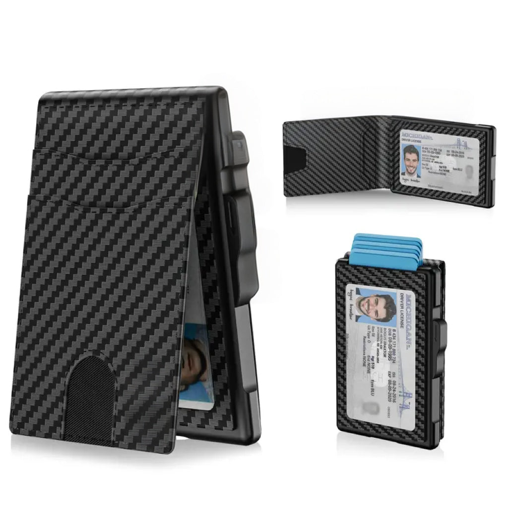 ❤️‍🔥Wallet for Men- Pop Up Case, Cash Slot, and Credit Card Slot - Aluminum Wallet with RFID Blocking, Minimalist Leather Wallet Front Pocket with ID Window