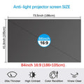 120 Inch Projector Screen, 4K Metal Lightproof Foldable Portable Movie Screen 16:9 for Home Theater Party Office Classroom Outdoor Indoor, Easy Installation with Velcro HD Projector Screen