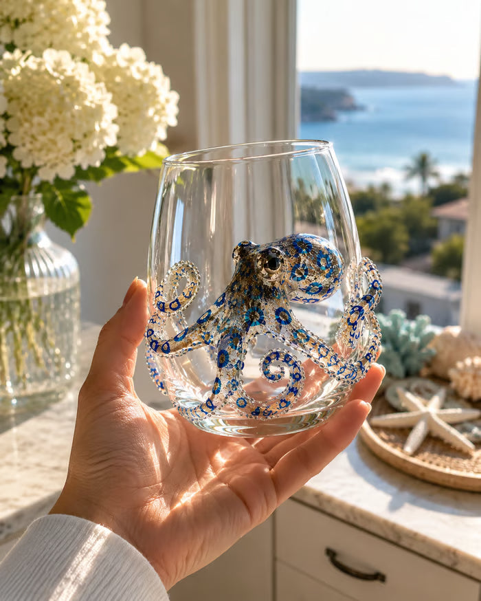 🐟Artisanal Blue Ringed Octopus Glassware