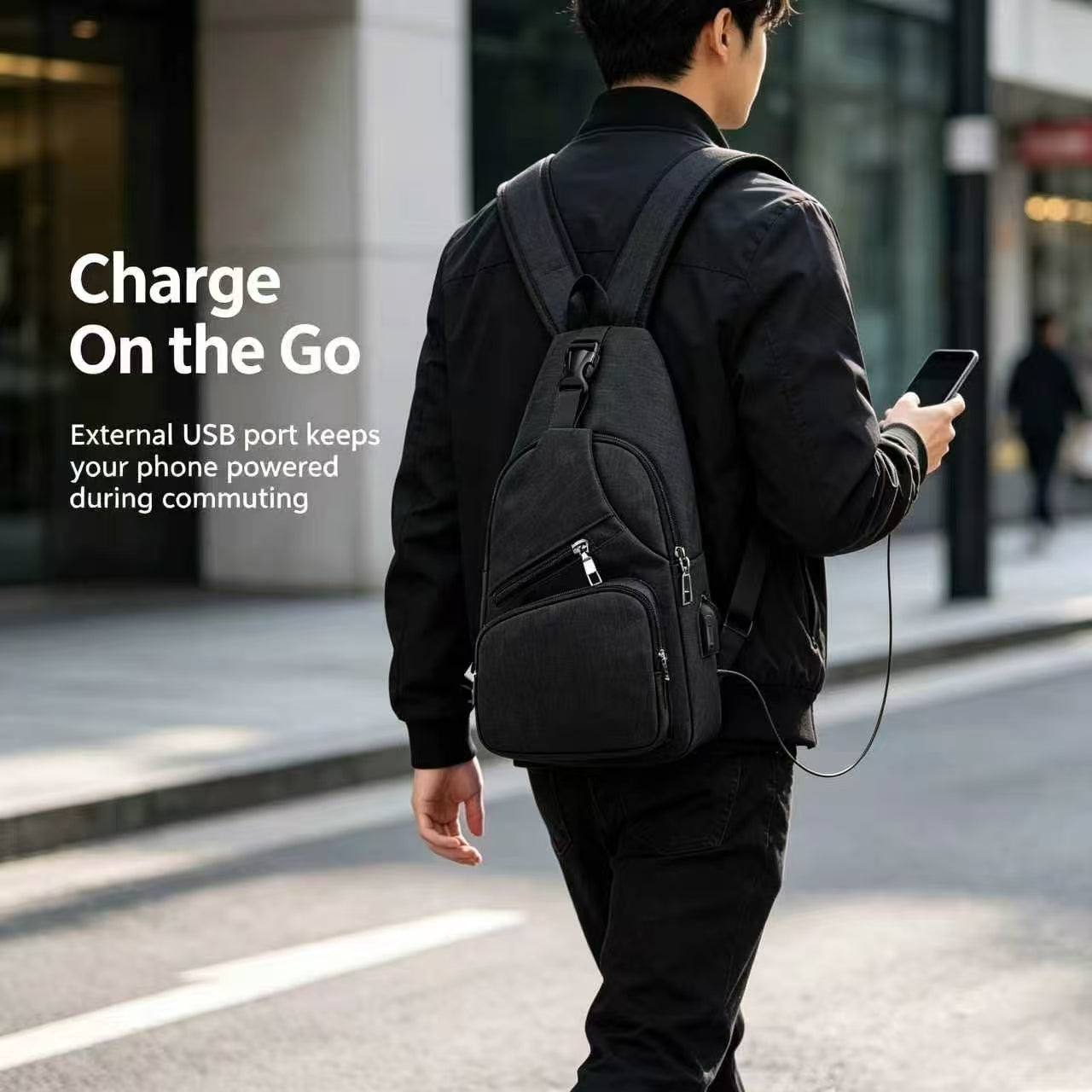 Men's Waterproof Oxford Sling Chest Bag for Travel & Daily Use