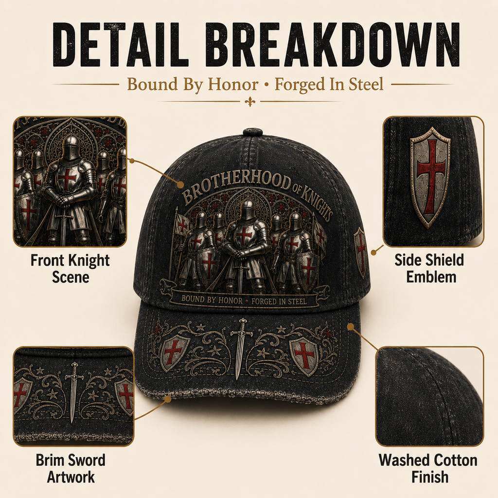 🧢 Bound By Honor Forged In Steel – Knights Templar Cap