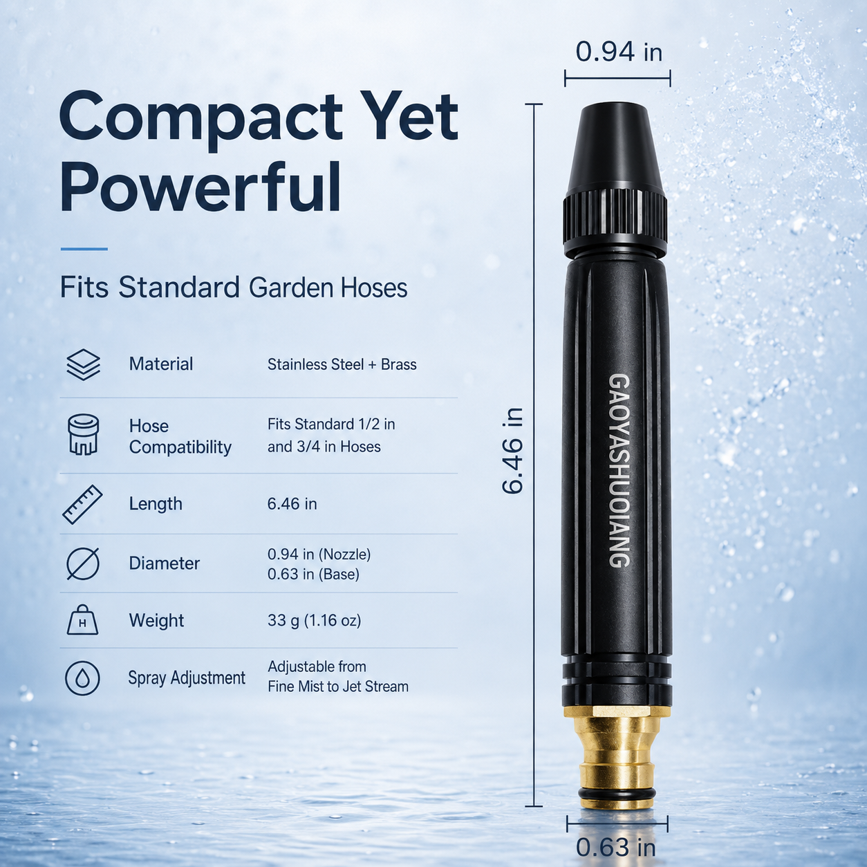 🌊 Hydro Jet Wand – High-Pressure Hose Nozzle, 2-in-1 Jet & Fan Spray