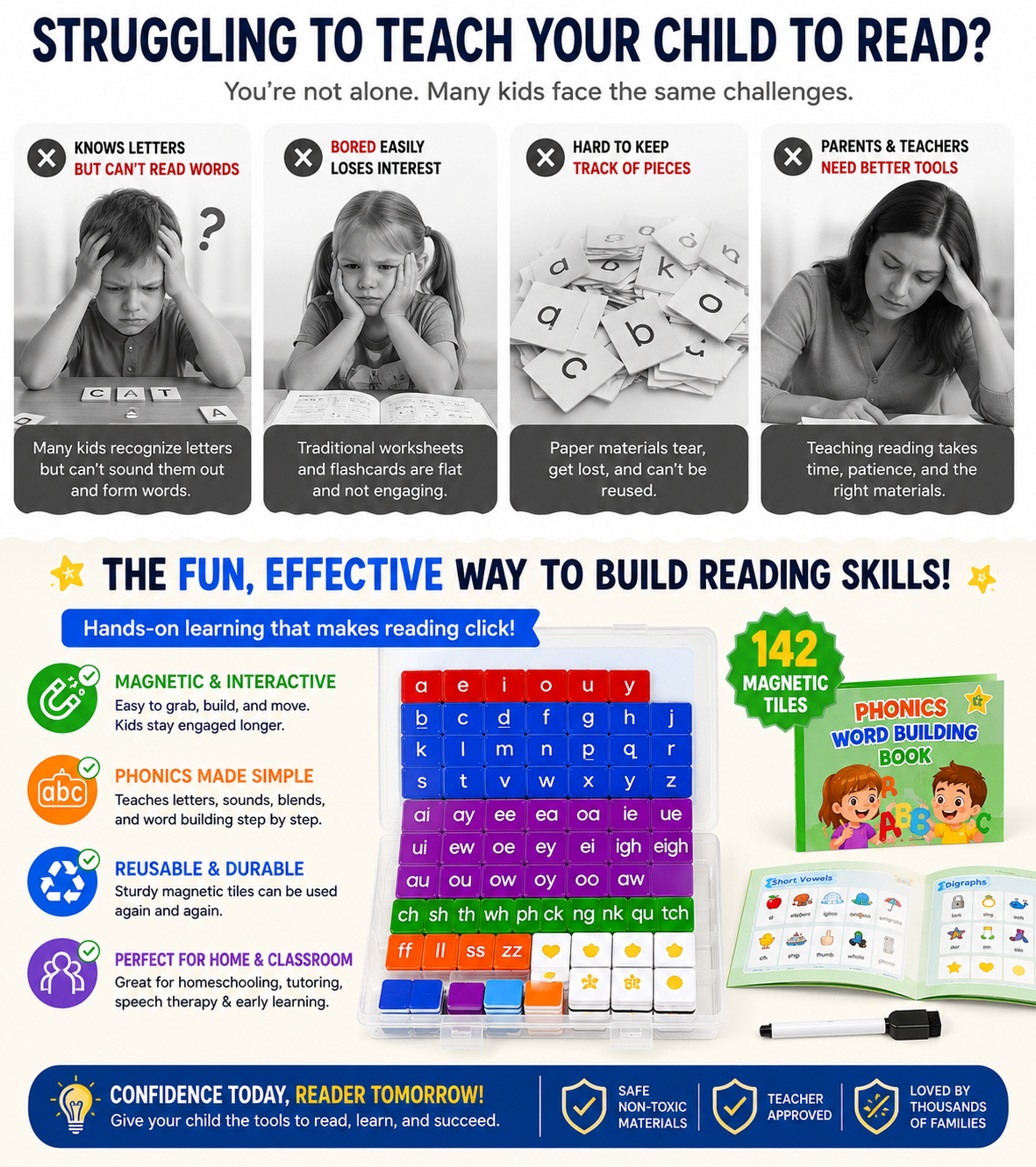🧠 My Child Finally Started Reading! – Magnetic Phonics Learning Tiles Set