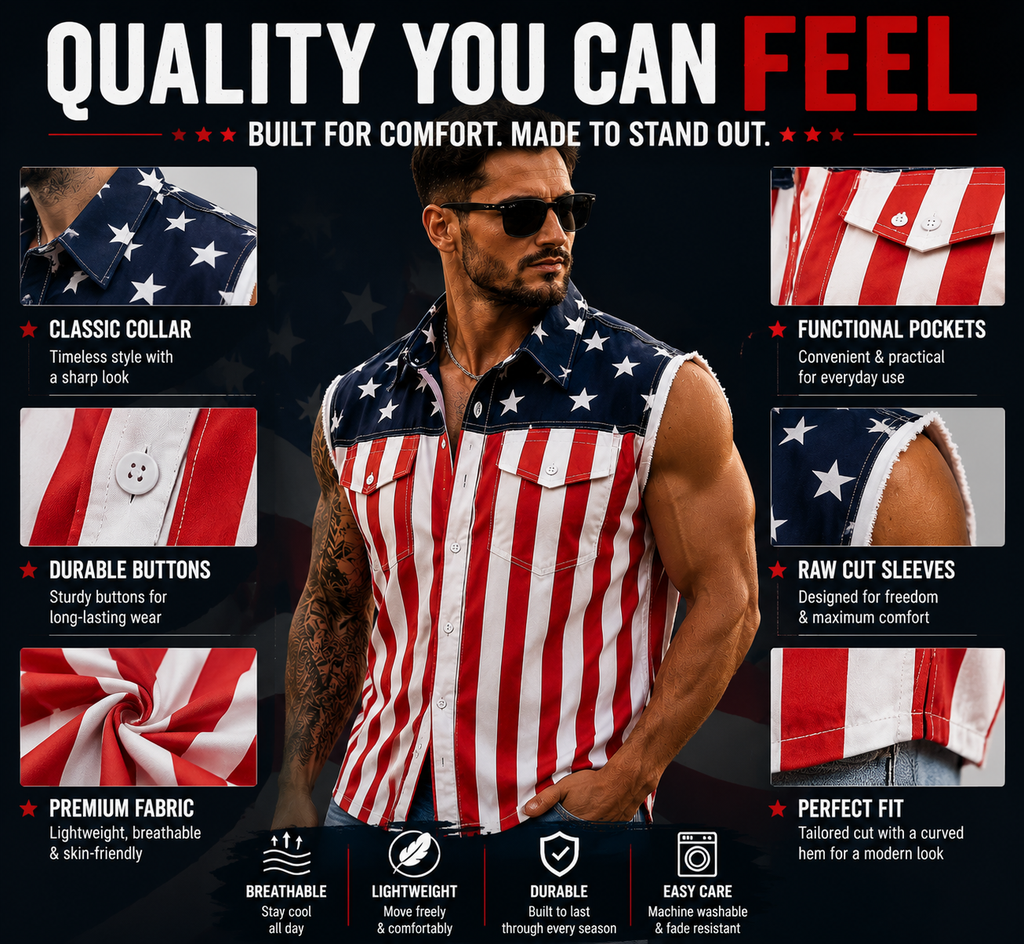👕American Flag Denim Vest USA 250th Birthday Independence Day Sleeveless Unisex Summer Casual Jacket（副本）