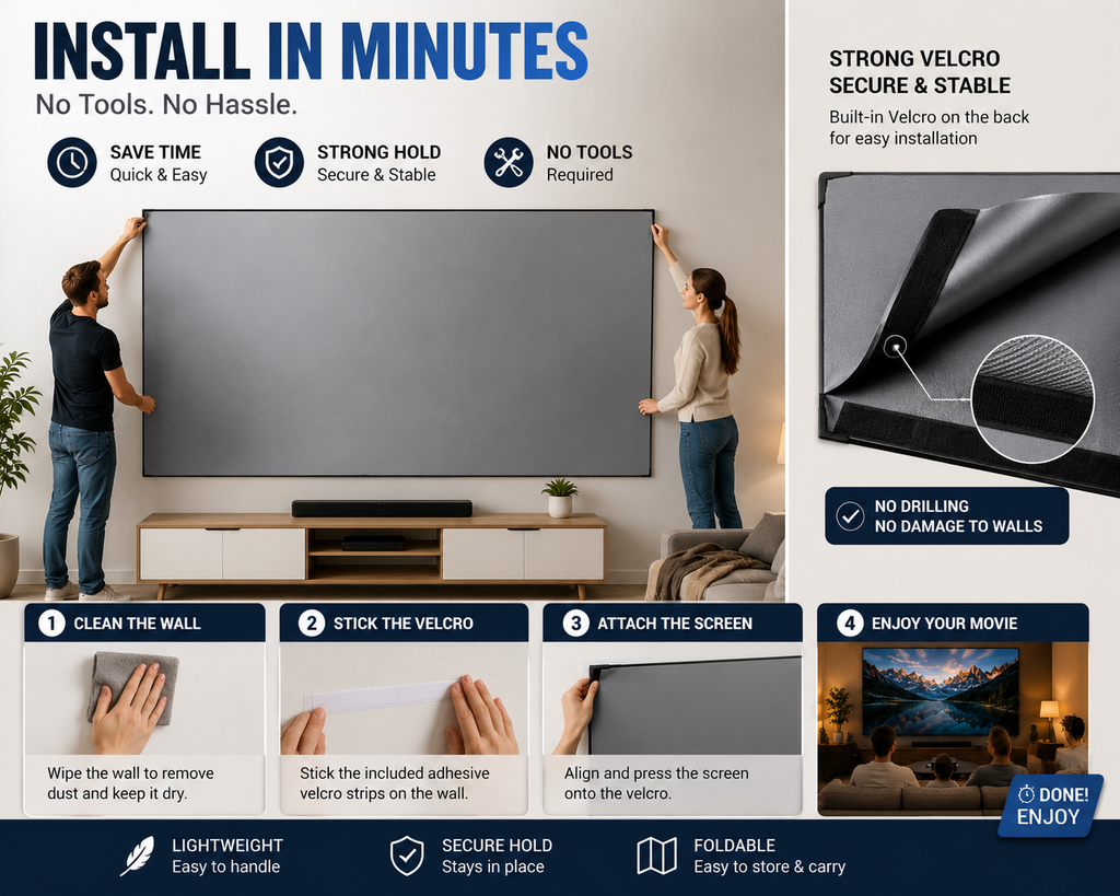 4K Anti-Ambient Light Projector Screen | Foldable Home Theater Screen