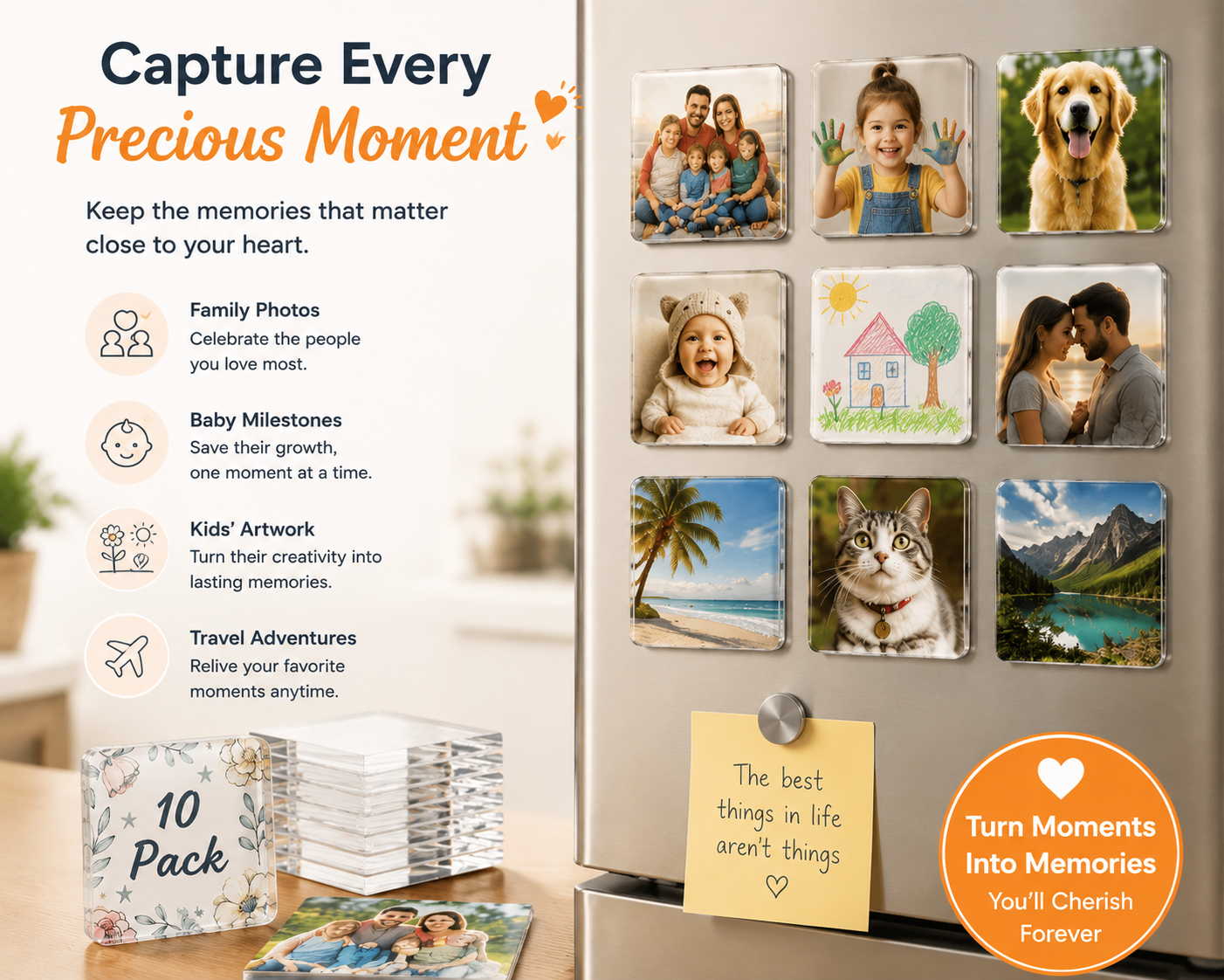 📸 DIY Photo Fridge Magnets Kit – Create Personalized Memory Keepsakes