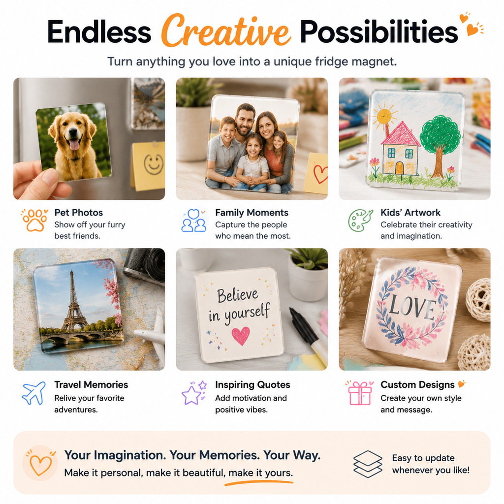 📸 DIY Photo Fridge Magnets Kit – Create Personalized Memory Keepsakes