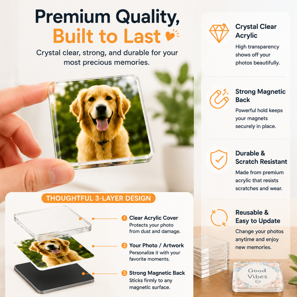 📸 DIY Photo Fridge Magnets Kit – Create Personalized Memory Keepsakes