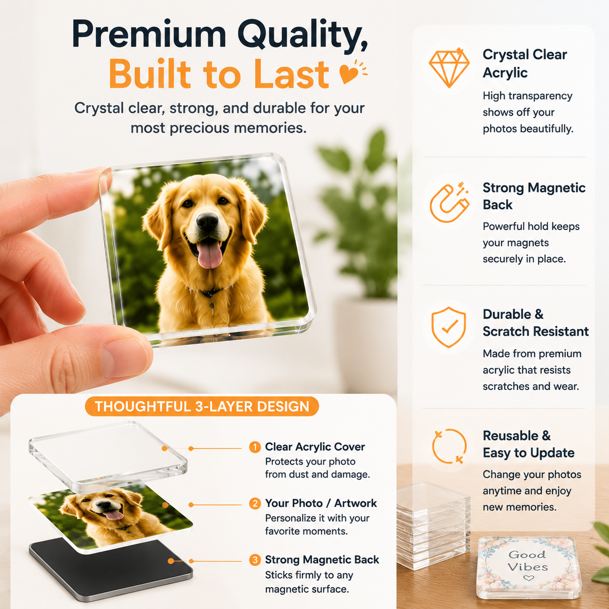 📸 DIY Photo Fridge Magnets Kit – Create Personalized Memory Keepsakes