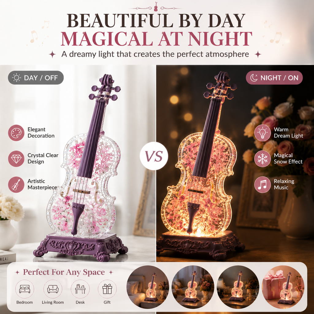 🎻 Crystal Violin Music Box – Bluetooth Speaker With Dream Light & Snow Effect