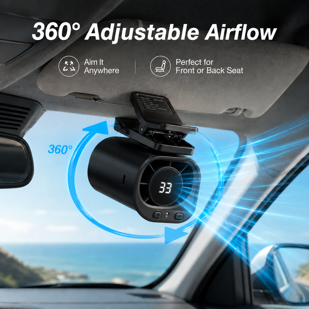 ⚡8400+ sold🌀Car Clip Fan with 360° Rotation & USB Rechargeable