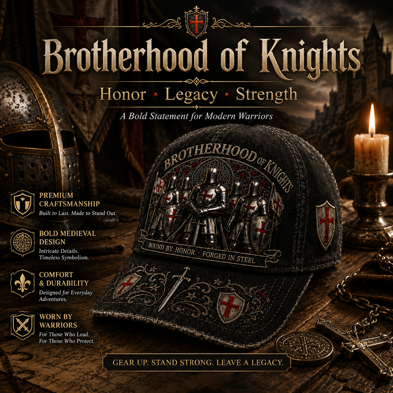 🧢 Bound By Honor Forged In Steel – Knights Templar Cap