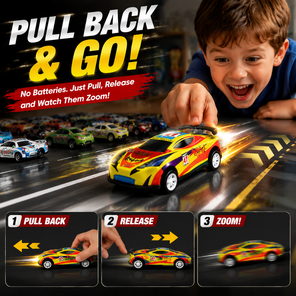🚨⏳ Last Day 50% OFF! 🚗 48PCS Pull-Back Alloy Racing Car Set | 4-Layer Garage Storage & Racing Track Play Mat 🎁